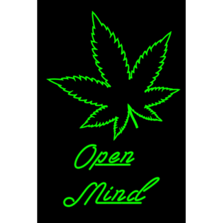 Neon Pot Leaf w Open Mind Poster