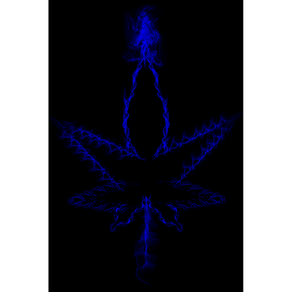 Blue Pot Leaf Made from Smoke Poster